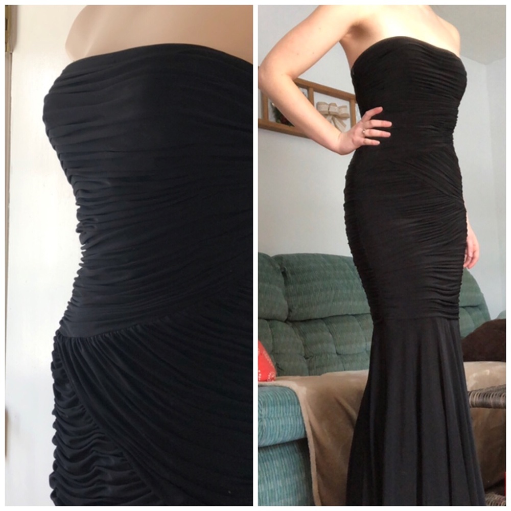 Black Fit & Flair Prom Dress Mermaid Rouched